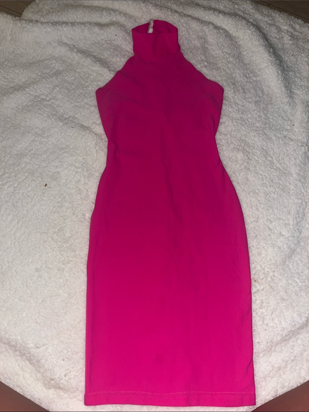 Sleeveless High-Neck Fuchsia Bodycon Dress